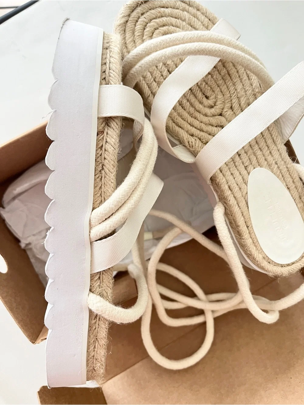 Women’s coastal rope beach chunky Lace-Up Espadrille Platform 7.5 Sandals shoes!